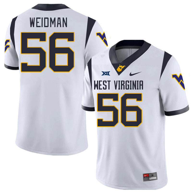 #56 Sullivan Weidman West Virginia Mountaineers College 2024 New Uniforms Football Jerseys Stitched Sale-White